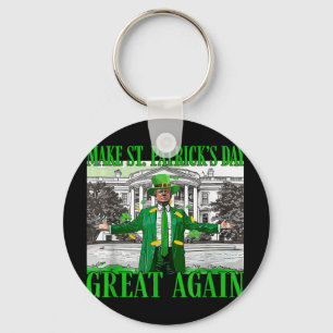Make St. Patricks Day Great Again Funny Trump Keychain