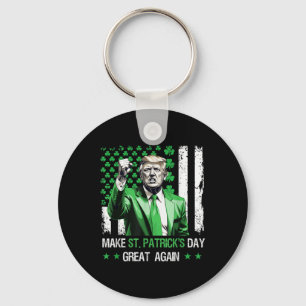 Make St Patricks Day Great Again Funny Trump Keychain