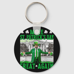 Make St. Patricks Day Great Again Funny Trump Keychain