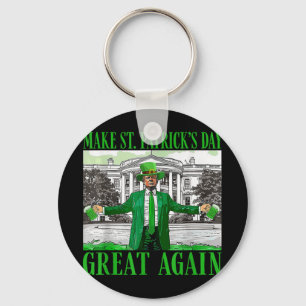 Make St. Patricks Day Great Again Funny Trump Keychain