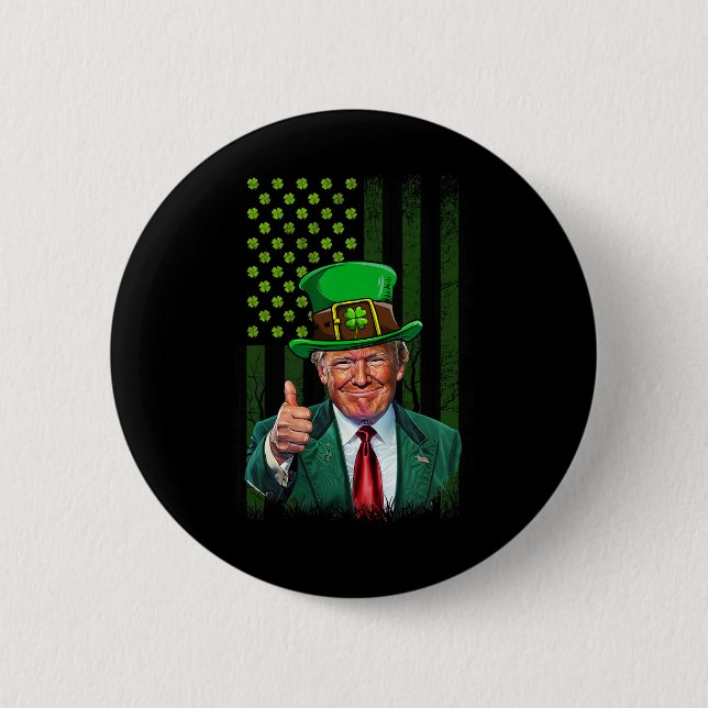 Make St Patricks Day Great Again Funny Trump Men W 2 Inch Round Button (Front)