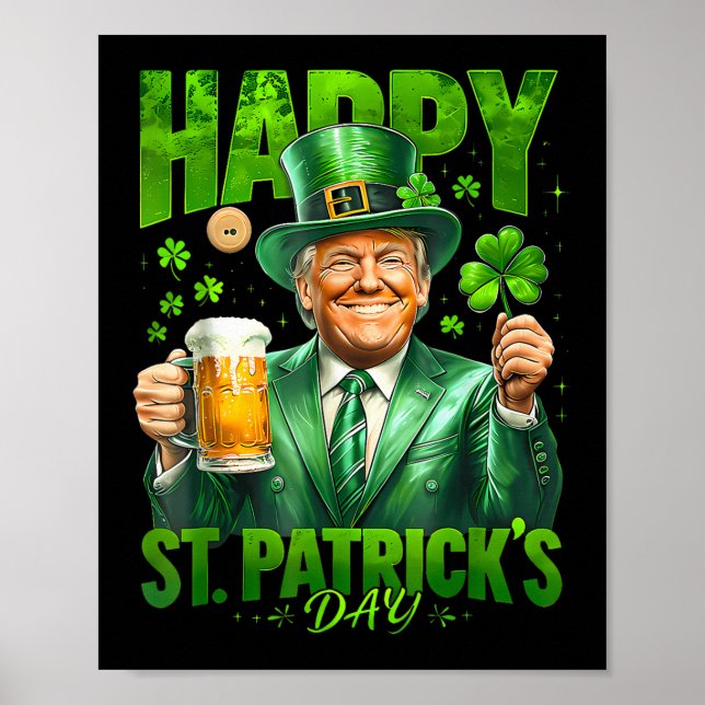 Make St Patricks Day Great Again Funny Trump Men W Poster (Front)