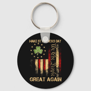 Make St Patricks Day Great Again Funny Trump Mens Keychain