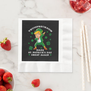 Make St Patrick's Day Great Again Funny Trump Napkin