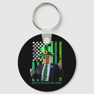 Make St Patricks Day Great Again Irish American Fl Keychain