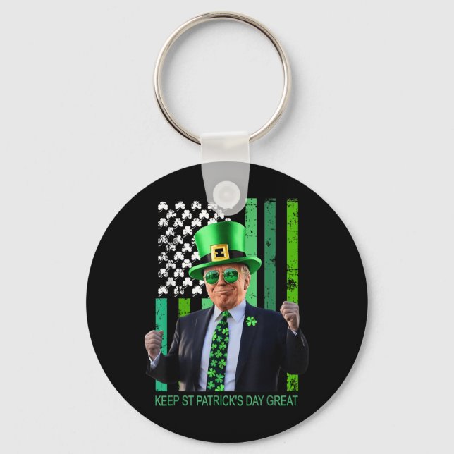 Make St Patricks Day Great Again Irish American Fl Keychain (Front)