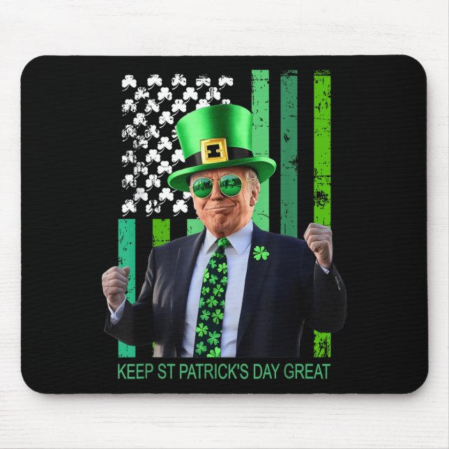 Make St Patricks Day Great Again Irish American Fl Mouse Pad (Front)