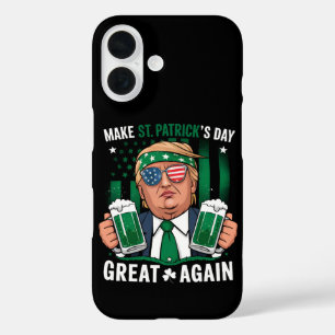 Make St Patrick's Day Great Again Irish Trump iPhone 16 Case