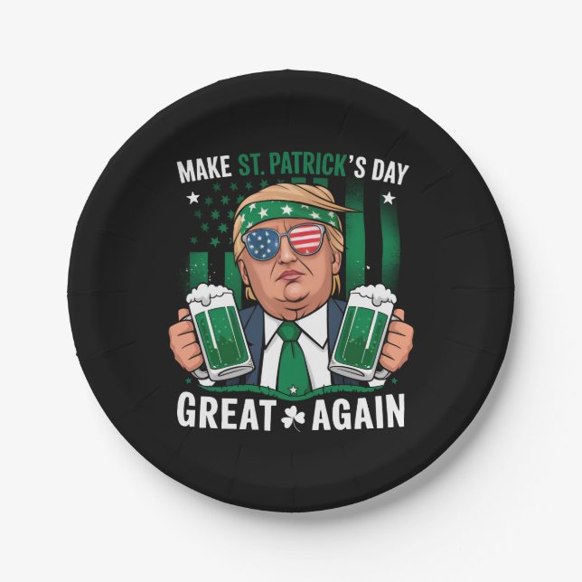Make St Patrick's Day Great Again Irish Trump Paper Plate (Front)