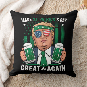 Make St Patrick's Day Great Again Irish Trump Throw Pillow