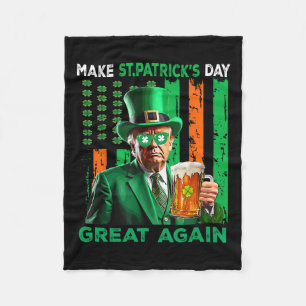 Make St Patrick's Day Great Again Lucky Trump Beer Fleece Blanket