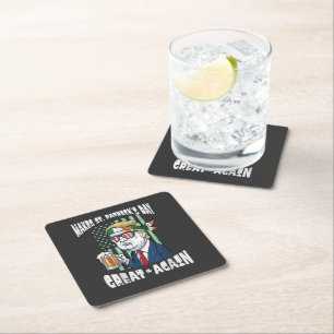 Make St Patricks Day Great Again Saint Paddys Square Paper Coaster