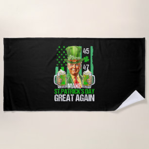 Make St Patrick's Day Great Again Shamrock Trump A Beach Towel