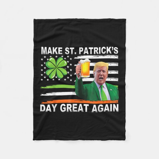 Make St Patricks Day Great Again Shamrock Trump Am Fleece Blanket (Front)