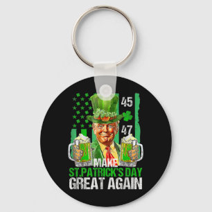 Make St Patricks Day Great Again Shamrock Trump Am Keychain