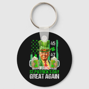 Make St Patricks Day Great Again Shamrock Trump Am Keychain