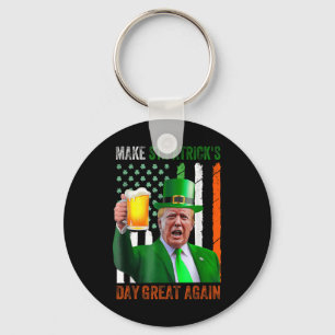 Make St Patricks Day Great Again Shamrock Trump Am Keychain