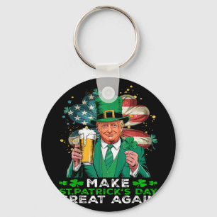 Make St Patricks Day Great Again Shamrock Trump Am Keychain