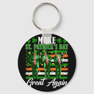 Make St Patricks Day Great Again Trump Dancing Usa Keychain