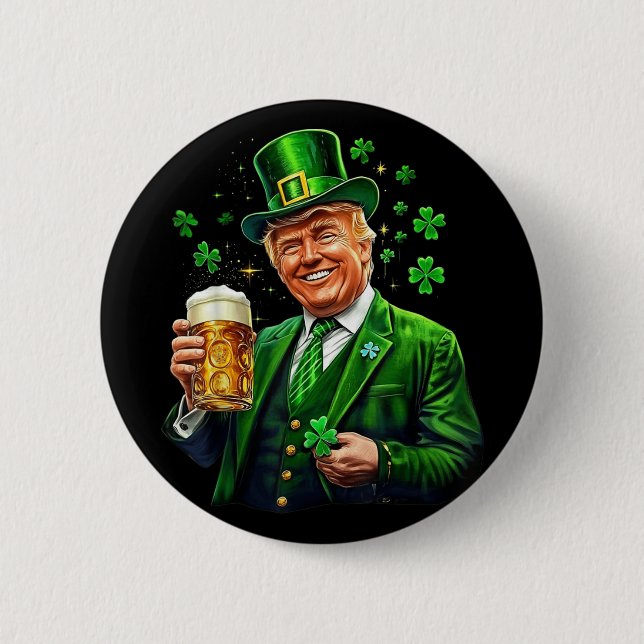 Make St Patricks Day Great Again Trump Irish Ameri 2 Inch Round Button (Front)