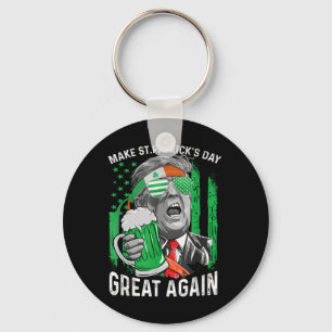 Make St Patricks Day Great Again Trump Men Women Keychain