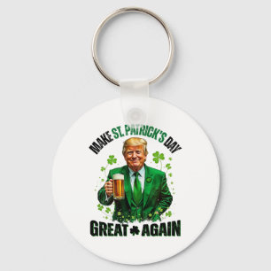 Make St Patricks Day Great Again Trump Shamrock Ir Keychain