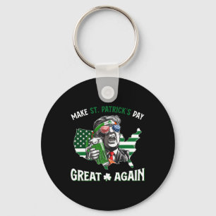 Make St Patricks Day Great Again Trump Shamrock Ir Keychain