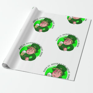 make st patricks great again donald trump wrapping paper