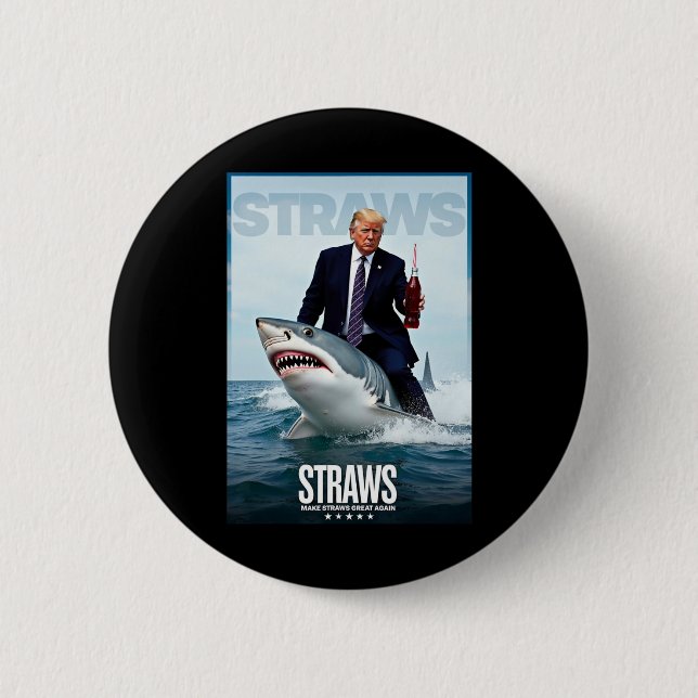 Make Straws Great Again Meme Design  2 Inch Round Button (Front)