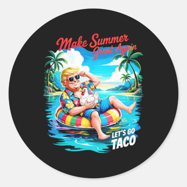 Make Summer Great Again Funny President Chicken Ta Classic Round Sticker (Front)