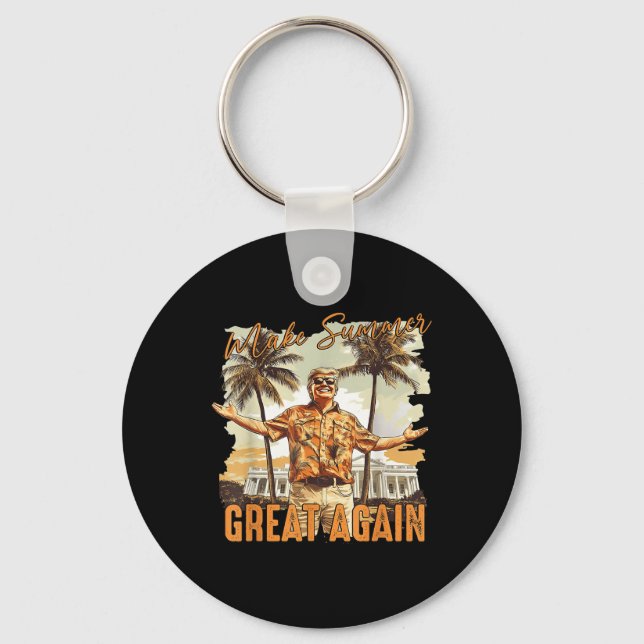 Make Summer Great Again Hawaii Beach Funny Trump V Keychain (Front)