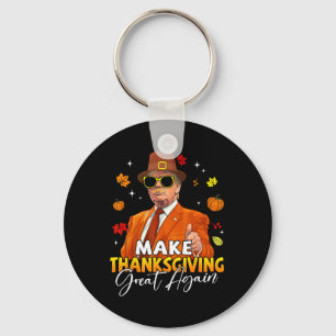 Make Thanksgiving Great Again Autumn Fall Leaves T Keychain
