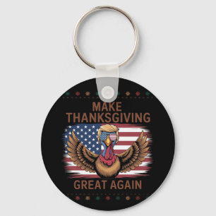 Make Thanksgiving Great Again Funny Trump Turkey Keychain