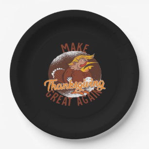 Make Thanksgiving Great Again Funny Turkey Trumpki Paper Plate