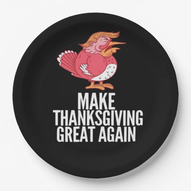 Make Thanksgiving Great Again Trumpkin – Basic Pum Paper Plate (Front)