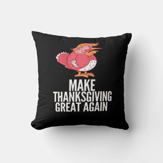 Make Thanksgiving Great Again Trumpkin – Basic Pum Throw Pillow (Front)