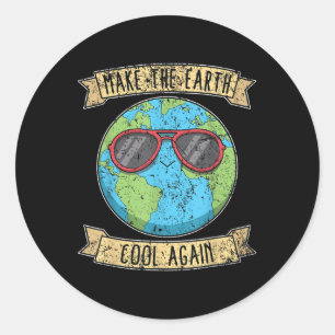 Make The Earth Cool Again Earth Day Classic Round Sticker