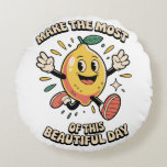 Make the Most – Lemon Throw Pillow<br><div class="desc">Make the Most – Lemon Throw Pillow adds brightness and fun to your home decor. Featuring a lively cartoon lemon character with raised arms and a big smile, plus the encouraging text “Make the Most of This Beautiful Day, ” this decorative pillow infuses your space with positivity. Perfect for couches,...</div>