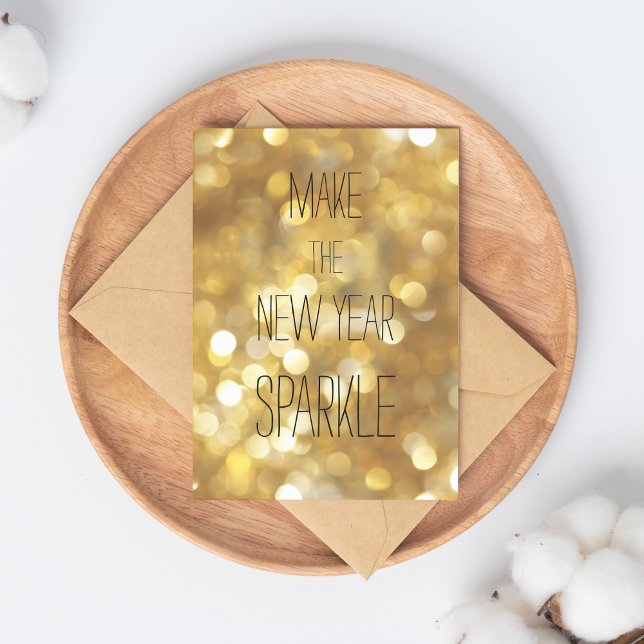 Make the New Year Sparkle  Gold Glitter New Year's Postcard (Creator Uploaded)