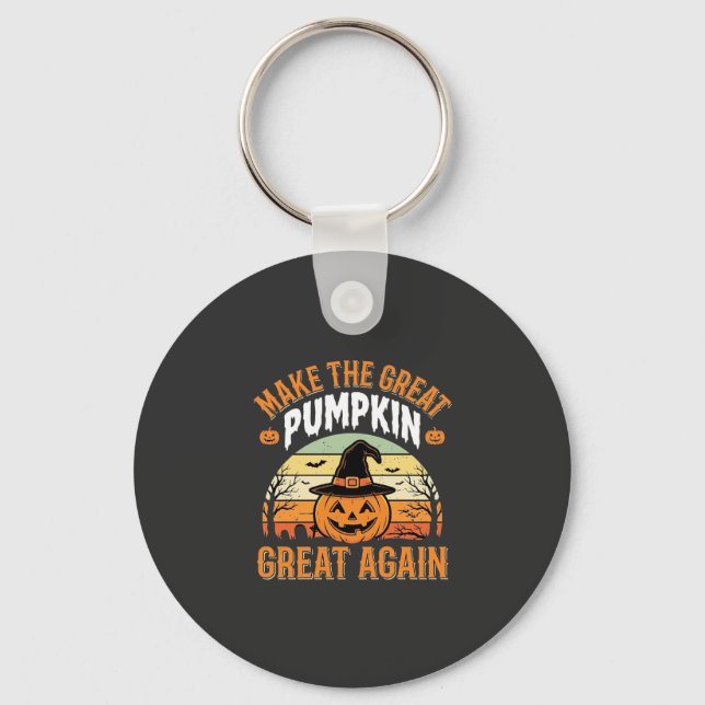 Make The Pumpkin Great Again Halloween Design_1 Keychain (Front)