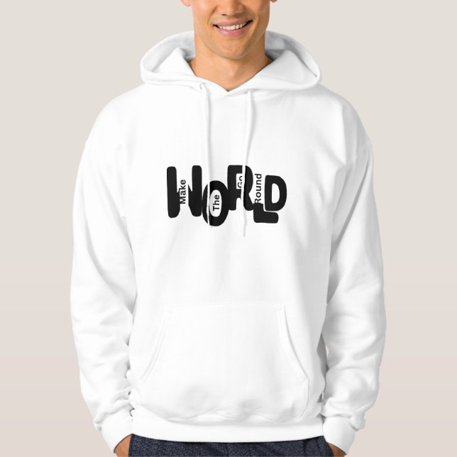 "Make The World Go Round" – Playful Interlocking A Hoodie (Front)