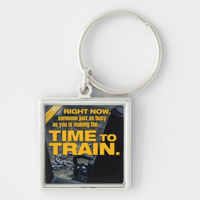 Make Time To Train - Workout Motivational Keychain (Front)