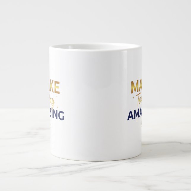 Make Today Amazing Gold Navy Sun Design Large Coffee Mug (Front)