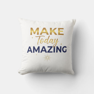Make Today Amazing Gold Navy Sun Design Throw Pillow