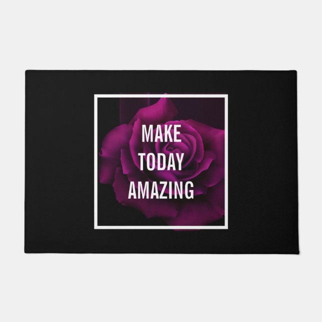 Make today Amazing Purple Rose Inspirational Doormat (Front)