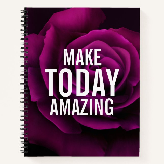 Make today Amazing Purple Rose Inspirational Notebook (Front)