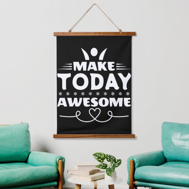 Make Today Awesome Retro Typography Hanging Tapestry (Living Room)