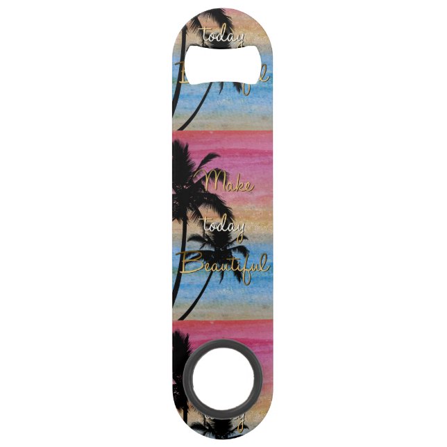 “Make today beautiful” gold quote Bar Key (Front)