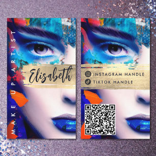 Make Up Artist Add QR Code & Social Media Colourfu Business Card