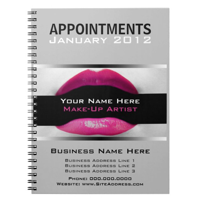 Make Up Artist Appointment Schedule Notebook (Front)